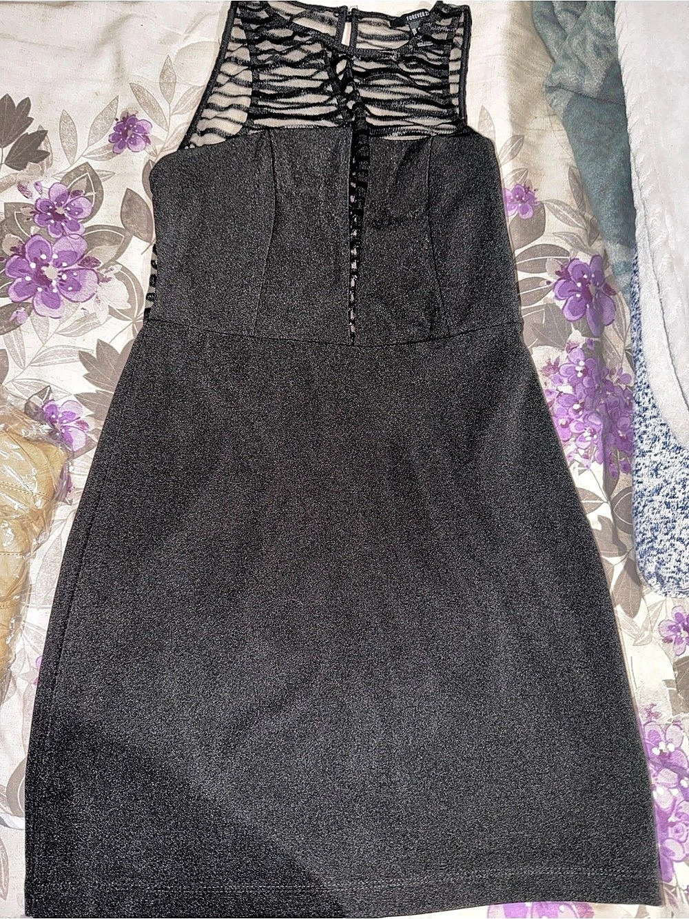 Forever 21 Black Mesh Mini Dress Size Medium
